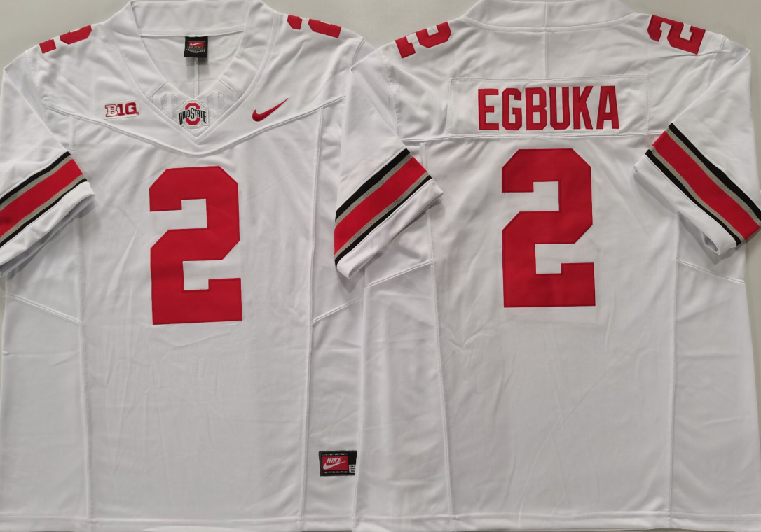 Men's Ohio State Buckeyes Emeka Egbuka #2 White Jersey